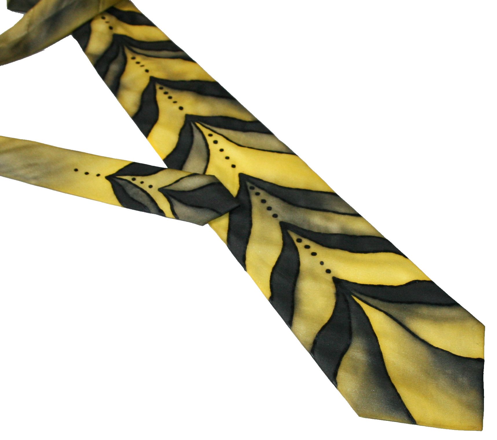 Malovaná hedvábná kravata - Černo-žlutá