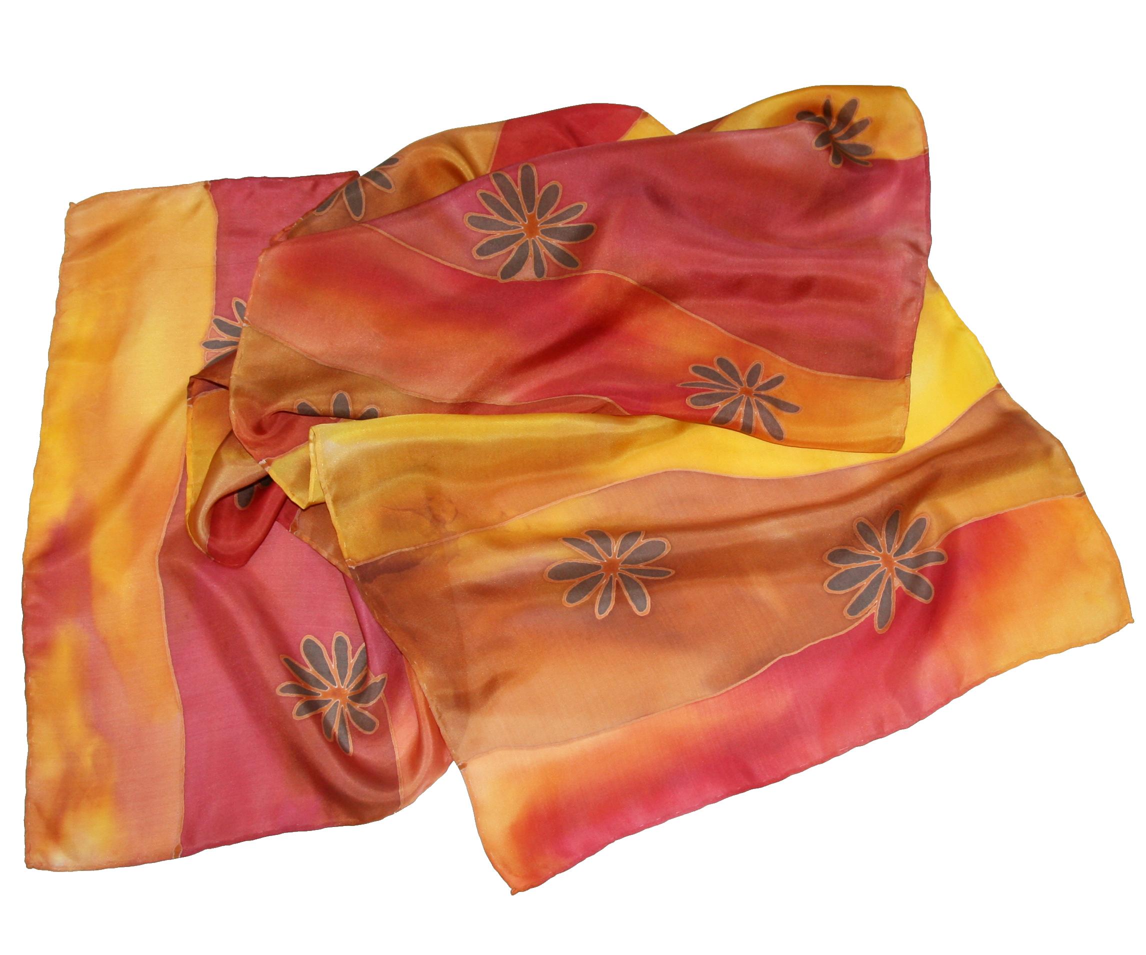 Rozkvetu i na podzim - hedvábná šála ručně malovaná