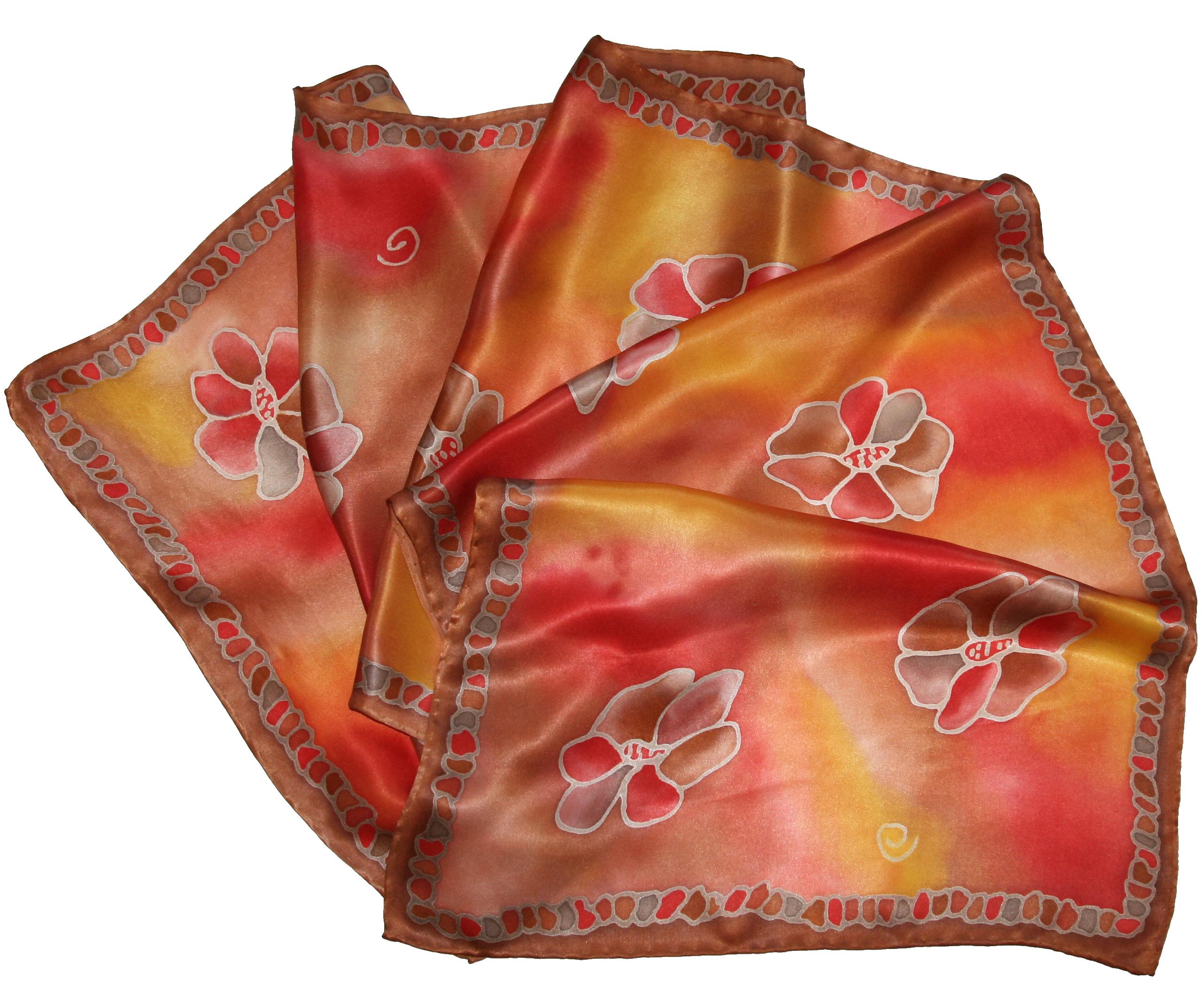 Rozkvetlý podzim - hedvábná šála ručně malovaná