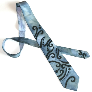 Malovaná hedvábná kravata - Ornamenty