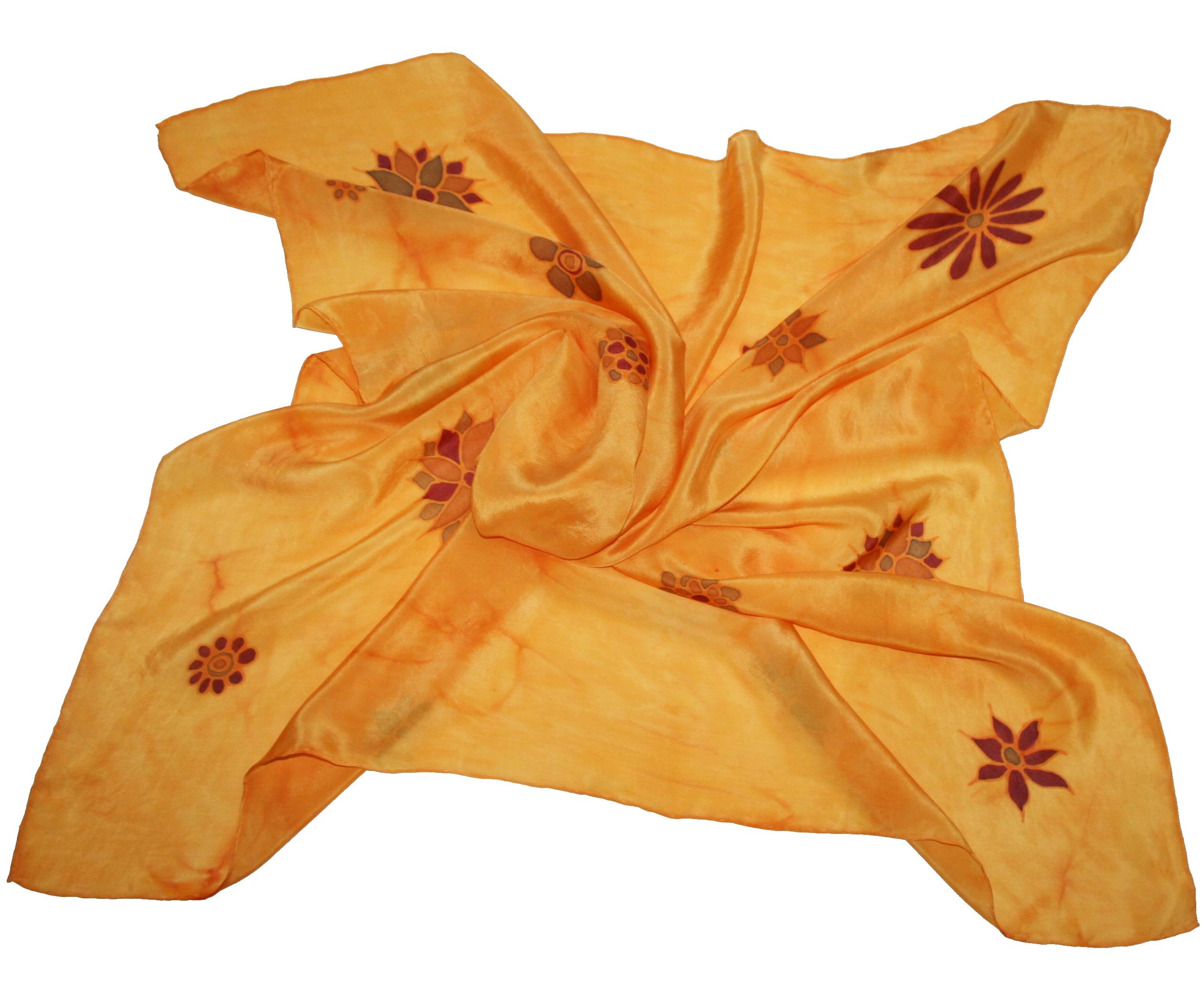 Hřejivé kvítí - ručně malovaný hedvábný šátek