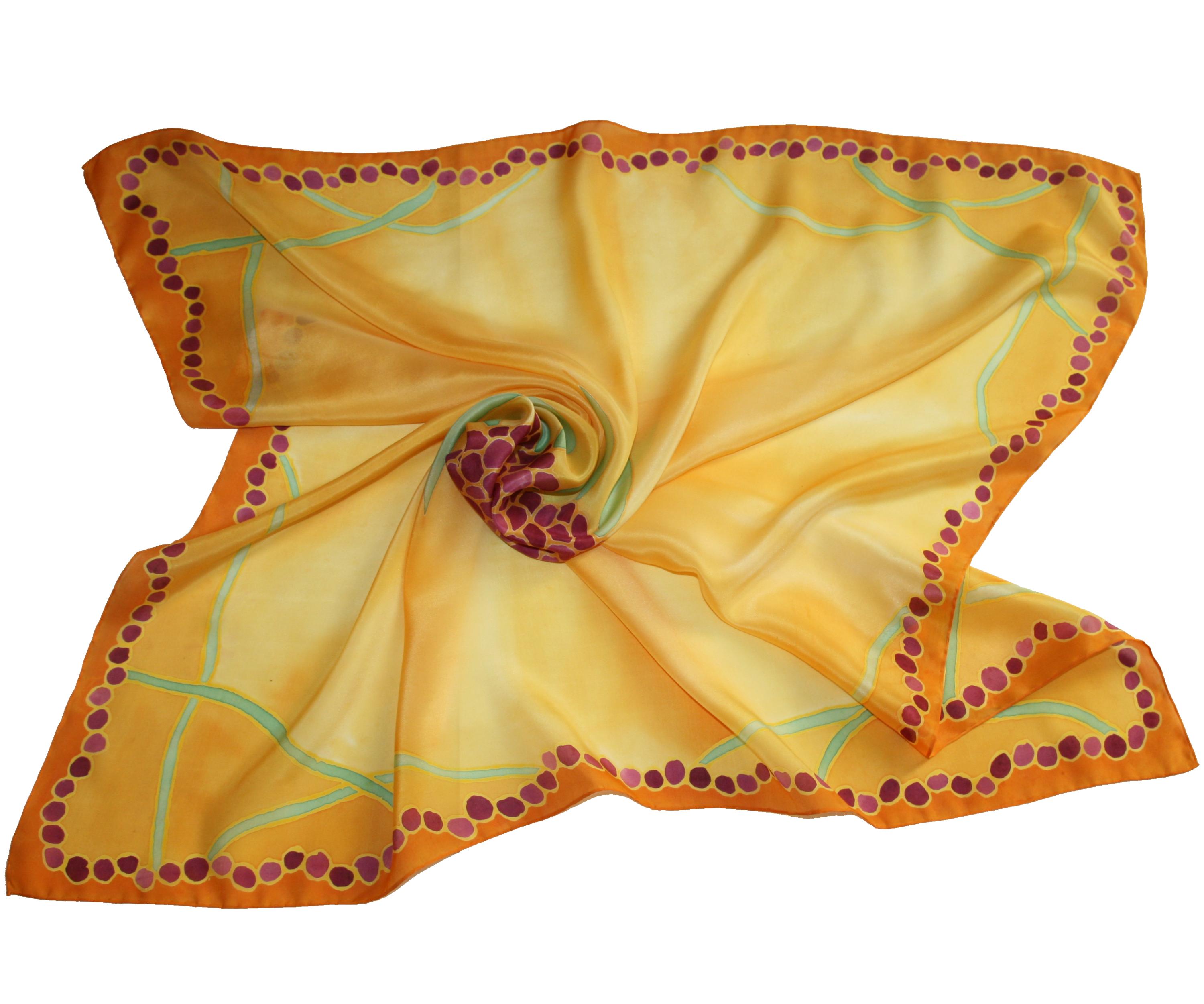 Okamžik rozkvětu - ručně malovaný hedvábný šátek